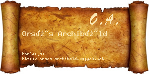 Orsós Archibáld névjegykártya